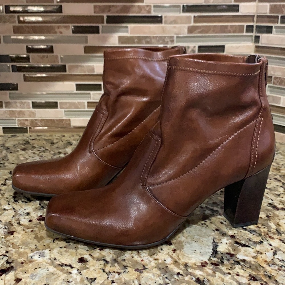 Franco Sarto cognac booties, size 9.5 - super soft, great condition